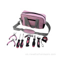 Bolso de herramientas de herramientas de color rosa de 9 piezas de color rosa